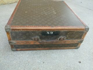 ANTIQUE LEATHER LOUIS VUITTON LUGGAGE SUITCASE IN POOR 10