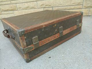 ANTIQUE LEATHER LOUIS VUITTON LUGGAGE SUITCASE IN POOR 11