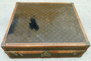 ANTIQUE LEATHER LOUIS VUITTON LUGGAGE SUITCASE IN POOR 2