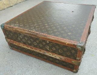 ANTIQUE LEATHER LOUIS VUITTON LUGGAGE SUITCASE IN POOR 7