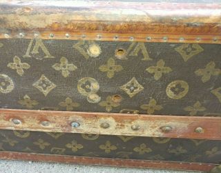 ANTIQUE LEATHER LOUIS VUITTON LUGGAGE SUITCASE IN POOR 8