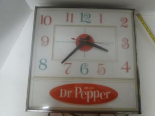 Vintage Dr Pepper Advertising Pam Clock 15x15 No Light