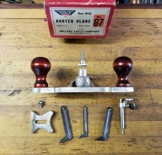 Vintage MILLERS FALLS No.  67 Router Plane w/ Box & Extra Blades ☆UNUSED ☆USA 3