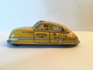 Vintage Yellow Skyview Cab Tin Wind Up Car 1940 ' s Litho,  Marx 2