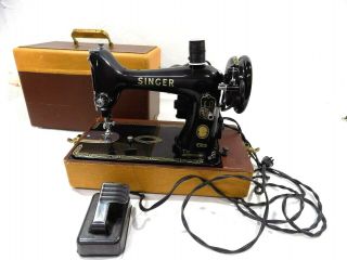 Vtg Singer Sewing Machine Model 99k 1956 Travel Hard Case Featherlite