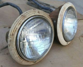 1942 1947 Ford Truck Headlight Assemblies Pair Buckets Rings Pickup