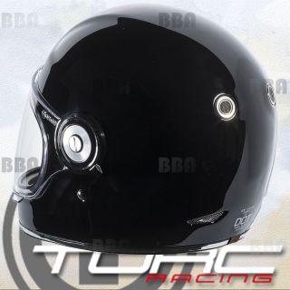 Torc T1 Retro Vintage Gloss Black Fiberglass Full Face Motorcycle Scooter Helmet 2