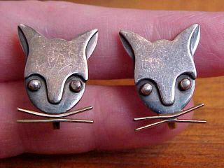 Delfino Cat Earrings,  Sterling Silver,  Taxco,  Vintage