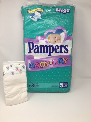 Vintage Pampers Baby Dry Size 5 59 Diapers Gentle Care Lotion Bears Thin