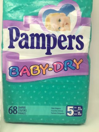Vintage Pampers Baby Dry Size 5 59 Diapers Gentle Care Lotion Bears Thin 4