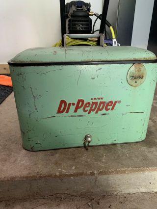 Vintage Green Dr.  Pepper Picnic Cooler,  Ice Box,  Antique Ice Chest,  Soda
