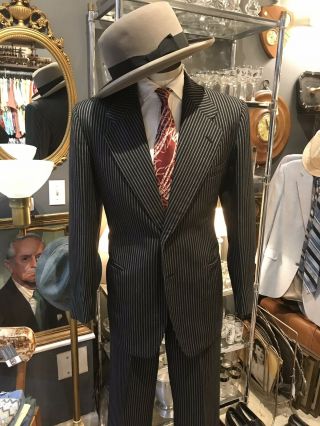 Vintage 1940s Pinstripe Suit Size 42 Dated 1948
