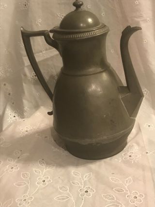 Rare Antique E.  B.  Manning Tin Pewter 1862 Civil War Era Britannia Coffee Pot