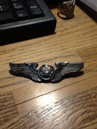 Wwii Pin Back Air Crew Wings Sterling Silver U.  S.  Army Air Corps Military