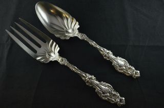 Whiting Division Lily Sterling Silver Salad Serving Set Fork & Spoon Gw