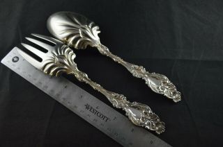 Whiting Division Lily Sterling Silver Salad Serving Set Fork & Spoon GW 3