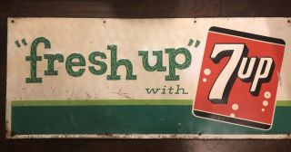 - Vintage " Fresh Up " With 7up Stamped Tin 1963 Stout Sign Co,  St.  Louis 35 Inch