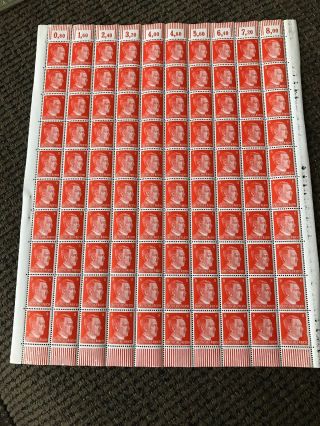 Rare 100 Ww2 German Hitler Stamps Sheet - Wehrmacht Army