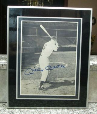 Vintage Mickey Mantle Auto Signed Photo Mounted In Custom Plaque York Yankee