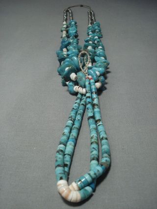 Tremendous Vintage Navajo Turquoise Sterling Silver Necklace Native American