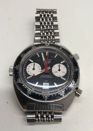 Vintage Heuer Autavia Ref 1163 V Chronograph 42mm Stainless Steel W/bracelet