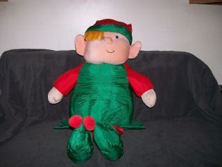 Stuffins 1993 Vintage Jumbo Christmas " Elf / Pixie " Plush Puffalump Nylon 23 "