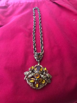 Joseff Of Hollywood Necklace Brooch/pendent Pin Topaz
