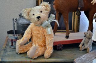 Antique 1920s Apricot Musical Jopi Teddy Bear 18” 7