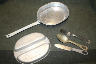 Ww2 U.  S.  Army M1910 Two Piece Mess Kit,  1943 Dated Complete Set