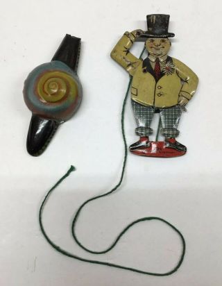 Vintage Cko 234 Man Tipping Top Hat String Action Tin Toy Made In Germany