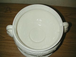 VINTAGE LARGE CERAMIC PORCELAIN LIDDED SOUP TUREEN W/ PLATTER & LADLE JAPAN MADE 6