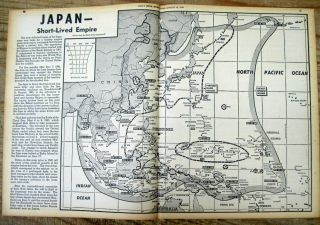 1945 Ny Daily News Newspaper Japan Surrenders With Detailed Map Japanese Empire