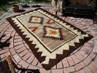 Antique Navajo Rug Large Native American Shabby Chic Cabin Weaving 9