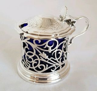 A Victorian Sterling Silver Drum Mustard Pot.  Sheffield 1898.  By Atkin Brothers