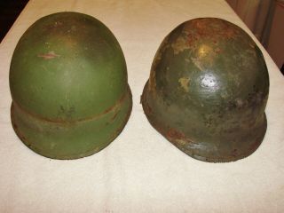 2 - Wwii Era Us M1 Rear Seam Steel Helmets
