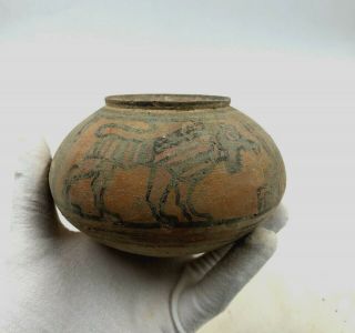 Indus Valley Ca.  2200 Ad Terracotta Cup Depicting Lion & Ibex - R7