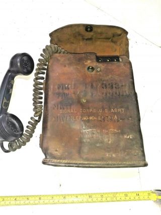 Vintage Us Army Wwii Signal Corps Telephone Ee - 8 - A Field Phone - Leather Case