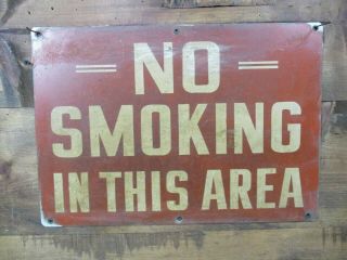 Vintage Metal Porcelain Enamel No Smoking Area Sign Industrial Warehous Factory