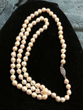 Antique Vtg Cultured Baroque South Sea Pearls 24” Strand 6 Mm Necklace