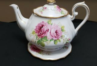 Rare Early Vintage Royal Albert " American Beauty " Large Teapot On Trivet