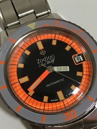 Vintage Zodiac Sea Wolf “orange” Automatic Watch