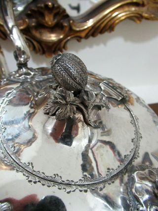 ANTIQUE c 1860 VICTORIAN REPOUSSE SILVER PLATED KETTLE MARTIN HALL & CO. 7