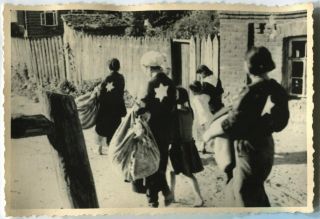 Wwii Photo From Russian Archive: Jewish Refugees Passing By Village