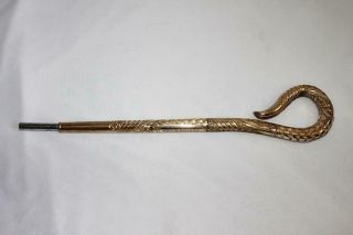 Antique Dated 1911 14k Gold Plated Goose Or Duck Head Parasol Handle - Bl