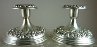 Candle Holders S Kirk & Son,  Sterling Silver Repose 4 " X 3 1/4 " Candle Sticks