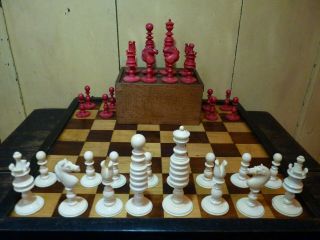 Antique 1791 - 1822 By John Calvert Eng Chess Set George Washington Pat.  Faux Bone