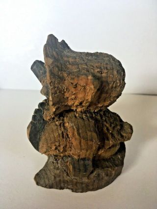Vintage Hand Carved Henning Figure Norway Uncommon Small Sitting Troll Boy 3.  5 