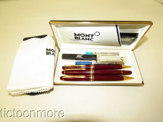 Vintage Montblanc Meisterstuck No.  144 Burgundy Ballpoint Pen & Pencil Set