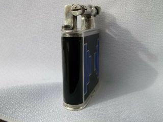RARE 1927 DUNHILLL UNIQUE STERLING SWISS GLASS B SIZE LIFT ARM LIGHTER 10