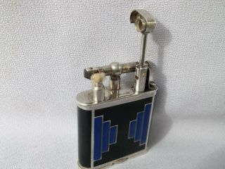 RARE 1927 DUNHILLL UNIQUE STERLING SWISS GLASS B SIZE LIFT ARM LIGHTER 9